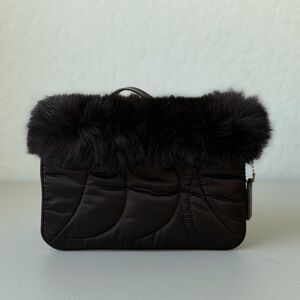 Coach Wristlet with Rabbit Fur